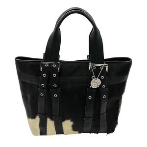 American‎ Angel Hair-On-Hide Tote Bag Women Black Leather Cowhide Western Glam
